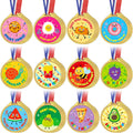 Skiennix Gold Plastic Award Medals - 36 Pcs Motivational Stickers for Kids | Perfect for Sports and Classroom Rewards