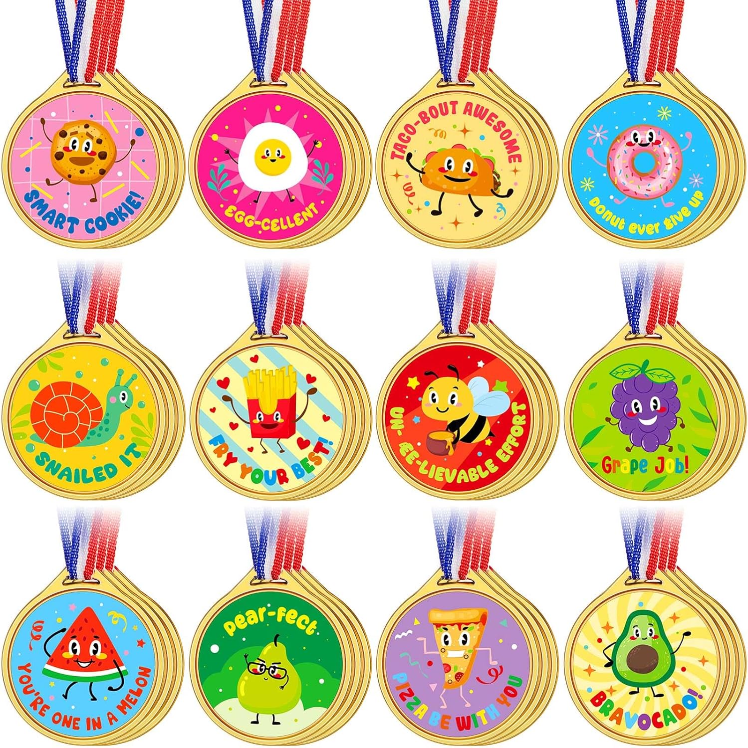 Skiennix Gold Plastic Award Medals - 36 Pcs Motivational Stickers for Kids | Perfect for Sports and Classroom Rewards