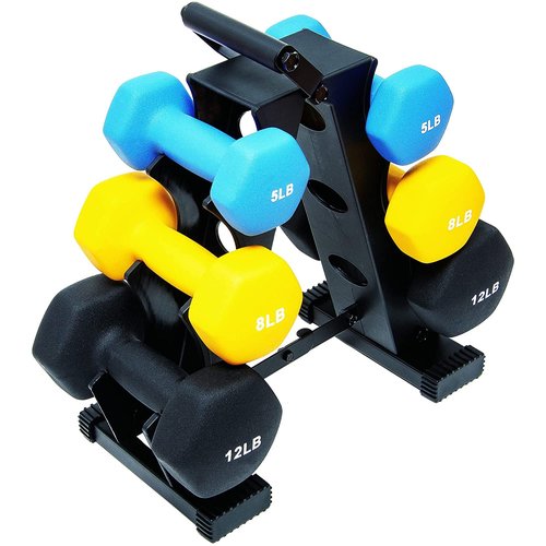 BalanceFrom Neoprene Dumbbells, 3 Pair Hand Weights Set with Stand, 50 Lb, Multi-Color