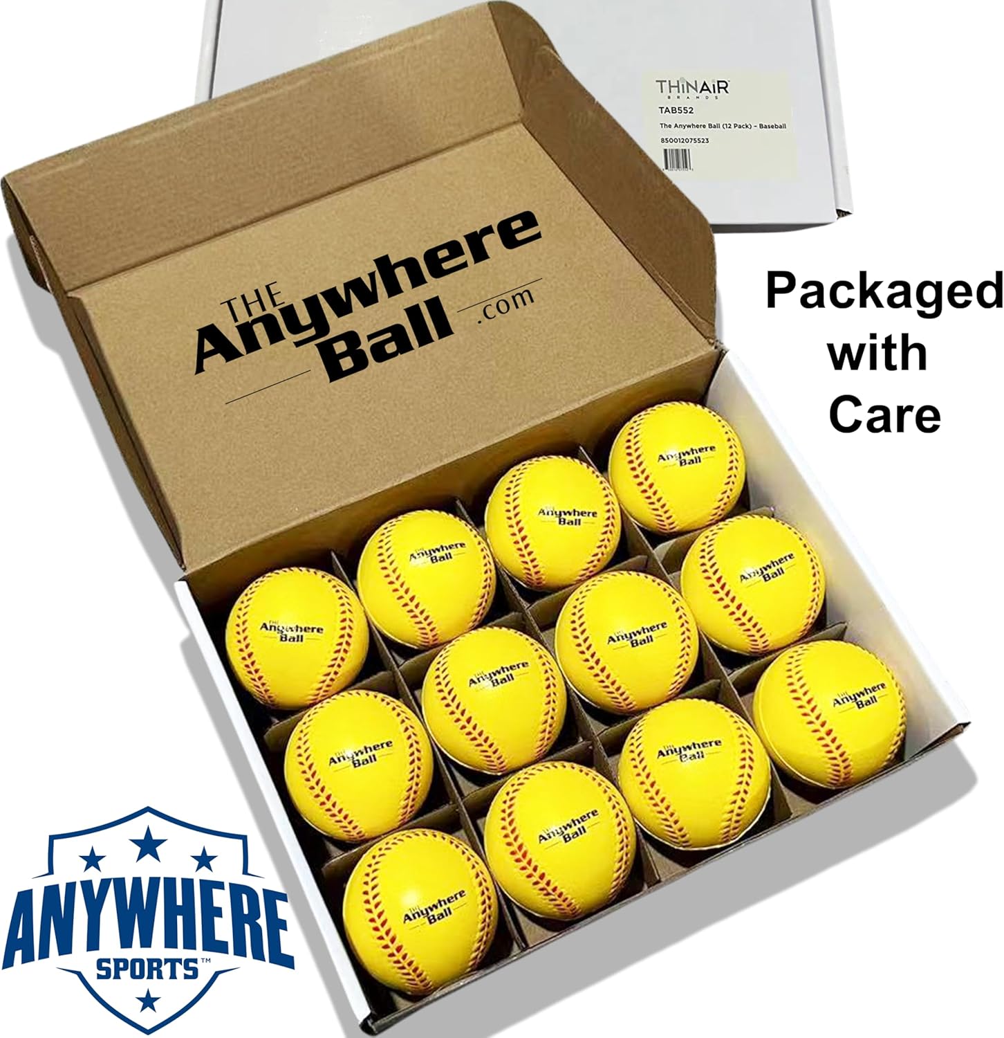 Thin Air Brands Anywhere Ball - Foam Training Baseball/Softball (12 Pack) | Perfect for All Skill Levels