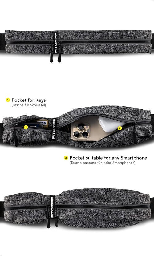 Fitgriff® Running Belt - Secure Jogging Pouch for Phones, Keys & Essentials | Unisex Design