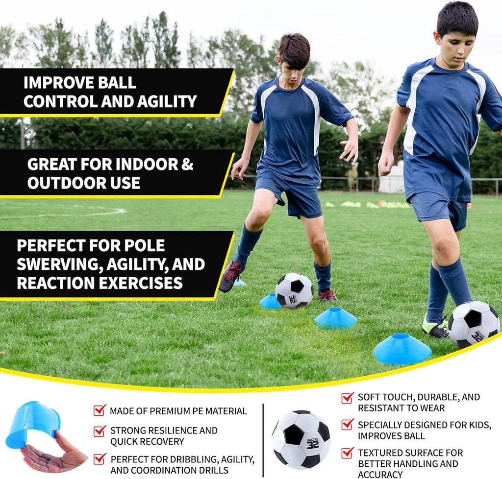 Skiennix Kids Soccer Goals - Portable Foldable Practice Nets with Training Equipment Set for Outdoor Fun