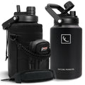 NATURE PIONEOR 1 Gallon Insulated Water Bottle - Double Vacuum Stainless Steel 128 oz Water Bottle with Holder/Carrier, Wide Mouth 1 gallon Water Jug for Outdoor Sports, Hiking, Camping, Gym