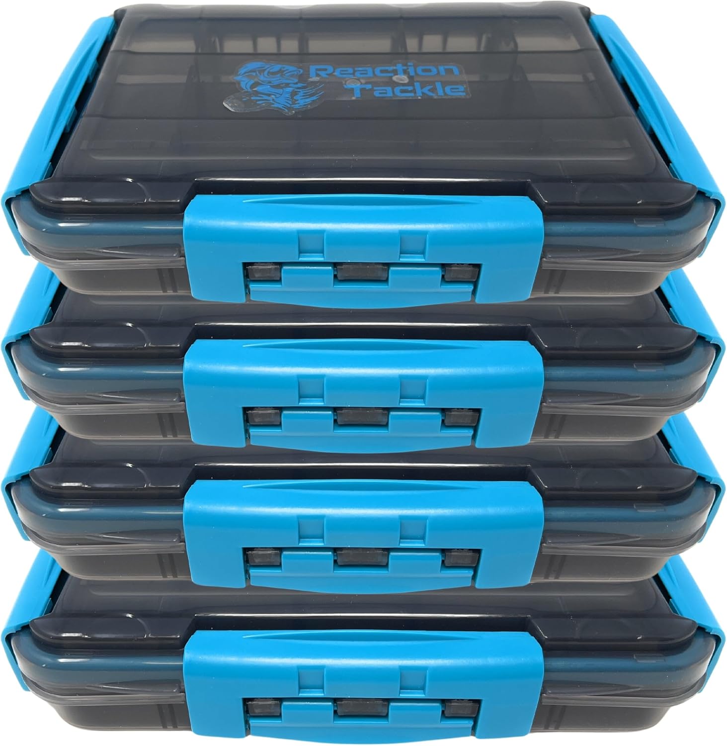 Reaction Tackle Ultimate Waterproof Tackle Box - 4-Pack of 3-Clip Trays with Removable Dividers for Easy Organization
