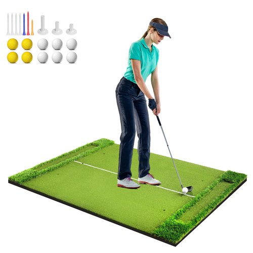 VIVITORY 5x4ft 21mm-45mm Golf Mat with Ball Tray, Thickening Golf Hitting Mat, Integrated Golf Practice with 10 Golf Balls, 7 Golf Tees, Artificial Golf Turf Mat Practice Swing Mats