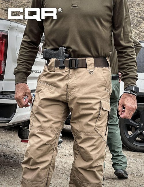 CQR Men's Tactical Pants - Lightweight Water-Resistant Ripstop Cargo for Hiking & Work