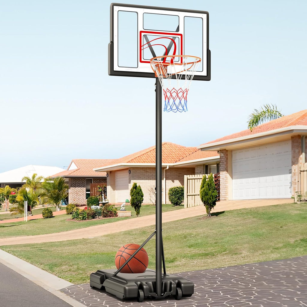 TONBUX Adjustable Basketball Hoop - 10FT Portable Goal with 44 Inch Backboard for Kids & Adults