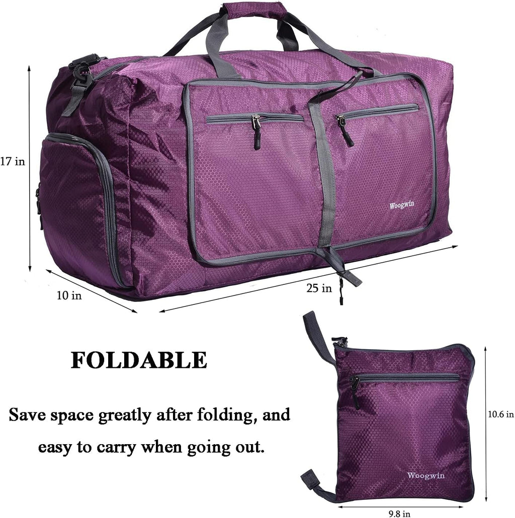 Woogwin Travel Duffel Bag - Large Waterproof Foldable Overnight Bag for Gym & Beach Activities