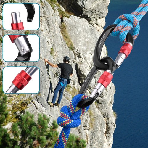 TRIWONDER 35KN Climb Figure 8 Descender and 25kN (5620 lbs) Climbing Carabiners Clips Heavy Duty UIAA Certified