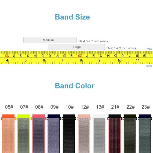 C2D Joy Compatible with Garmin Instinct Bands Replacement (Custom Quick Release Spring Bar and Pin Removal Tool) Sport Mesh Strap for Sports and Outdoors Nylon Watchband - 05#, M/4.8-7.7 in.
