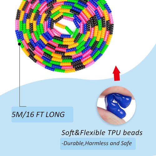 Long Double Dutch Jump Rope - 16 Ft | 2 Pack for Kids & Adults - Beaded Segmented Design