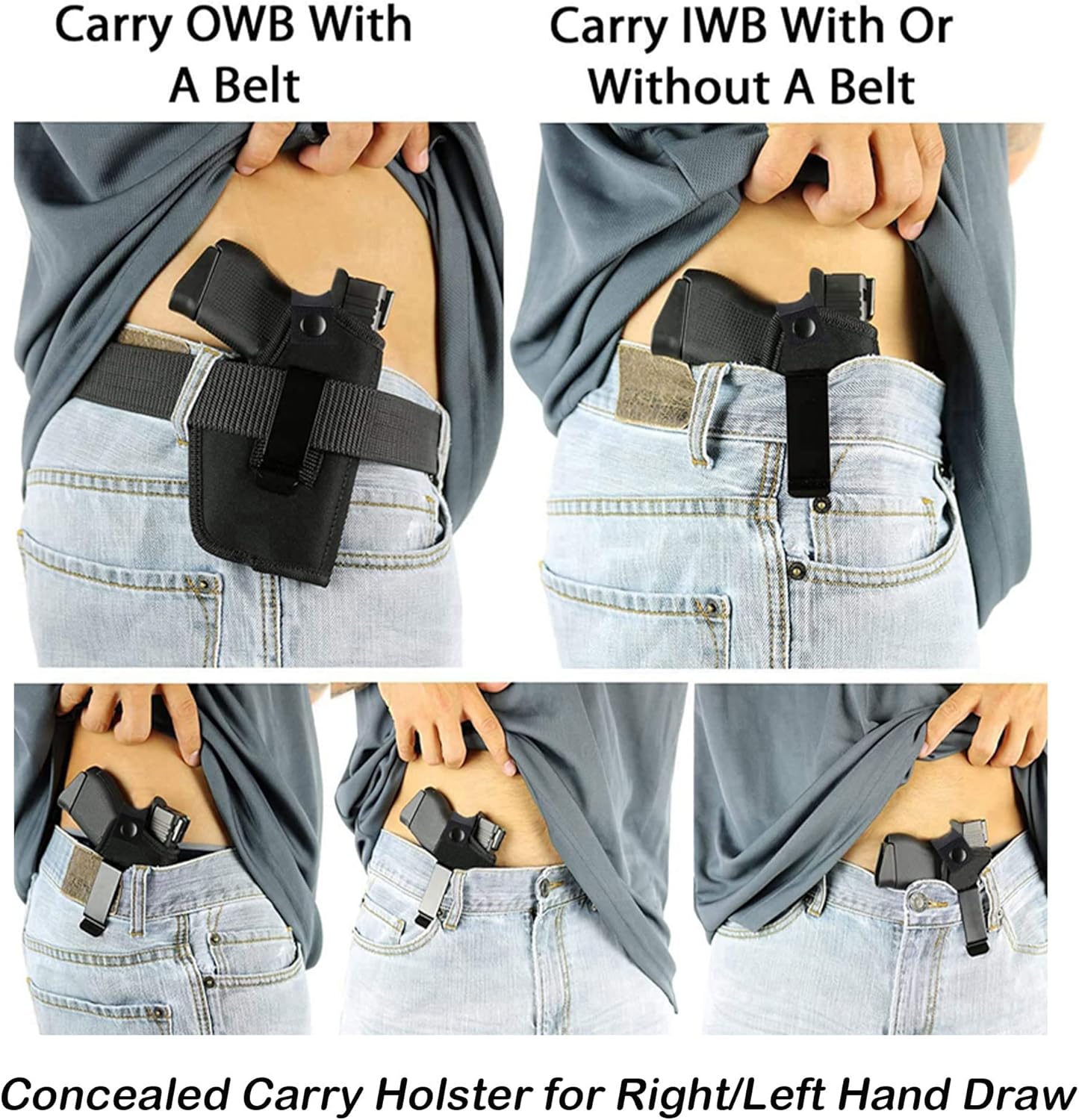 Skiennix Concealed Carry Holster - Metal Clip IWB/OWB for Airsoft Pistol Handguns | Right/Left Hand Draw