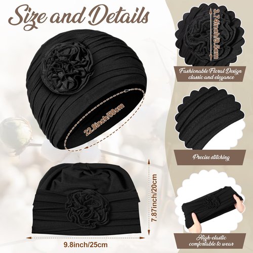 JenPen 6 Pcs Chemo Turban Headwear for Women Soft Cancer Hats Cotton Beanie Head Scarf Elastic Hats for Women's Hair(Classic Color)
