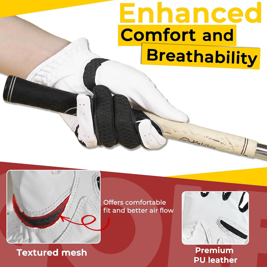 AIGEVTURE Golf Gloves - Performance Golf Gloves for Men & Women | Luxurious Palm Material for Ultimate Feel