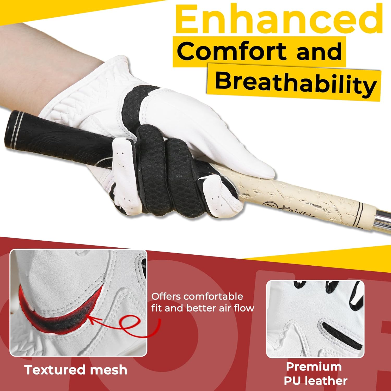 AIGEVTURE Golf Gloves - Performance Golf Gloves for Men & Women | Luxurious Palm Material for Ultimate Feel