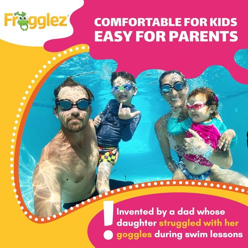 Frogglez Anti-Fog Kids Swimming Goggles - Pain-Free Strap for Ages 3-10 | Comfortable Fit
