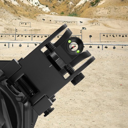 Iron Sights 45 Degree Offset Flip Up Sights with Red Green Fiber Optic Dots,Front and Rear Backup Sight Set for Picatinny Wea-ver Rails