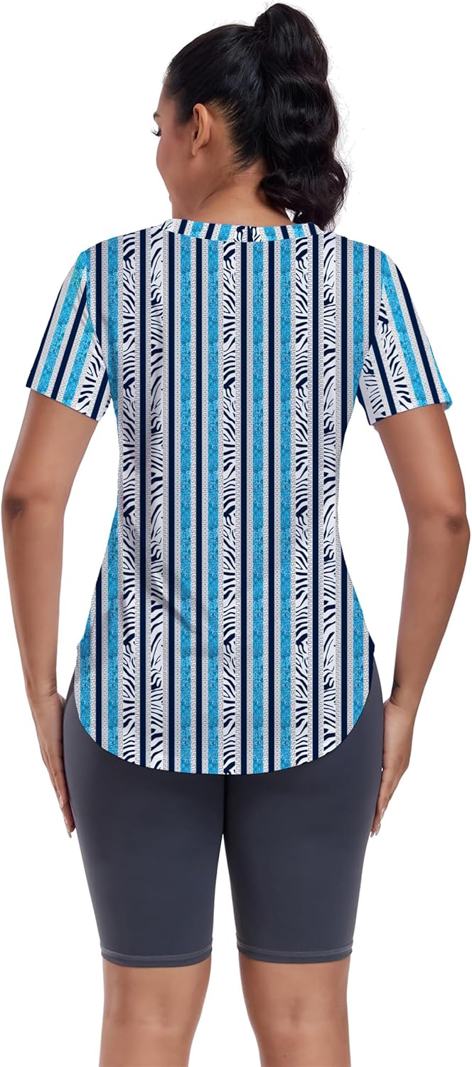Skiennix Short Sleeve Workout Shirt - Loose Fit V-Neck Exercise Top for Yoga & Gym | Dry Fit, Comfortable