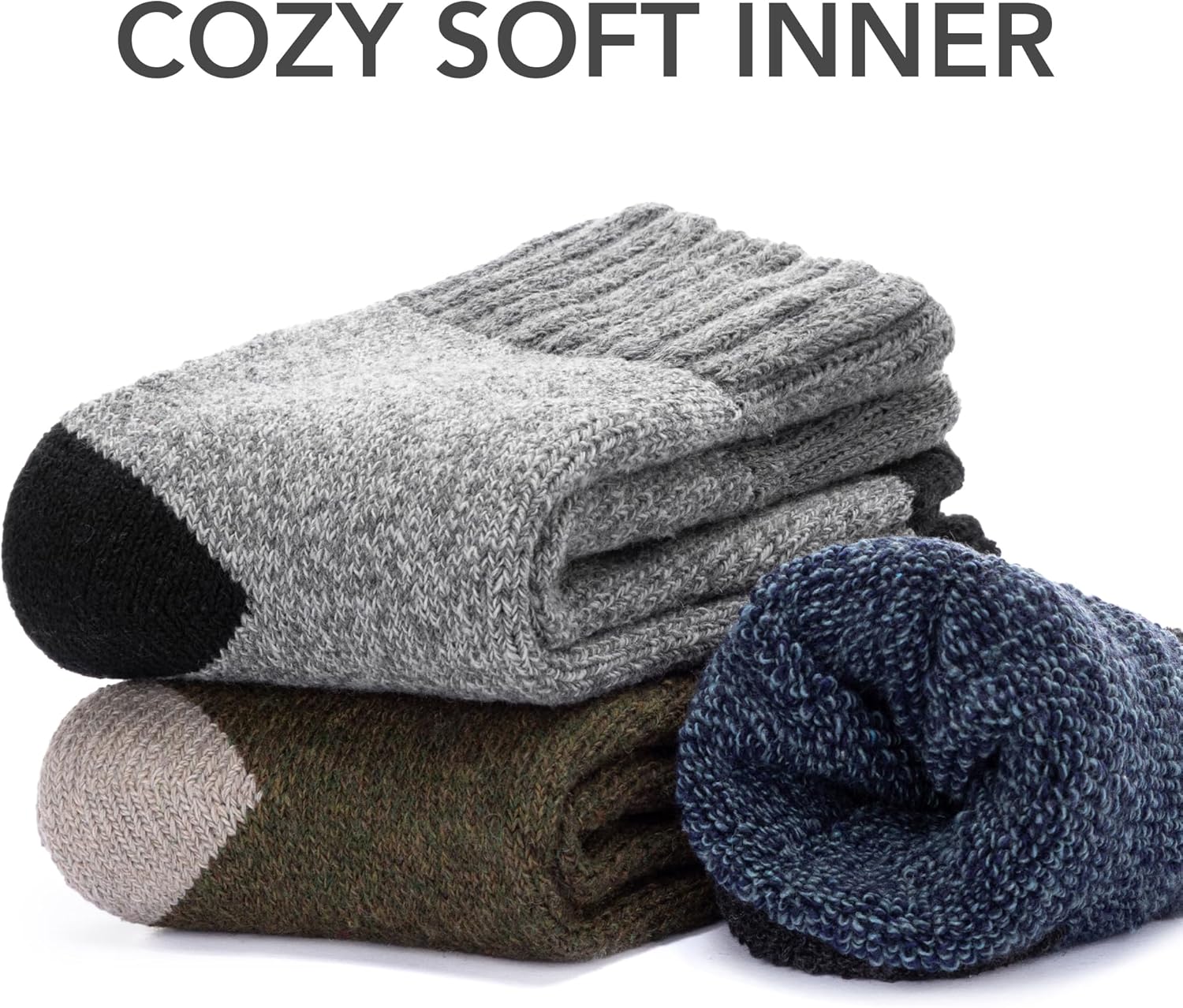 RockDove Men's Crew Socks - Thick Knit Wool Blend for Ultimate Comfort and Warmth