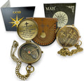 Handmade Religious Compass – “God is with You” Engraved Working Brass Gift – Christian Baptism, Confirmation, Christening or First Communion Keepsake for Boys, Teens & Men – Guided by Faith