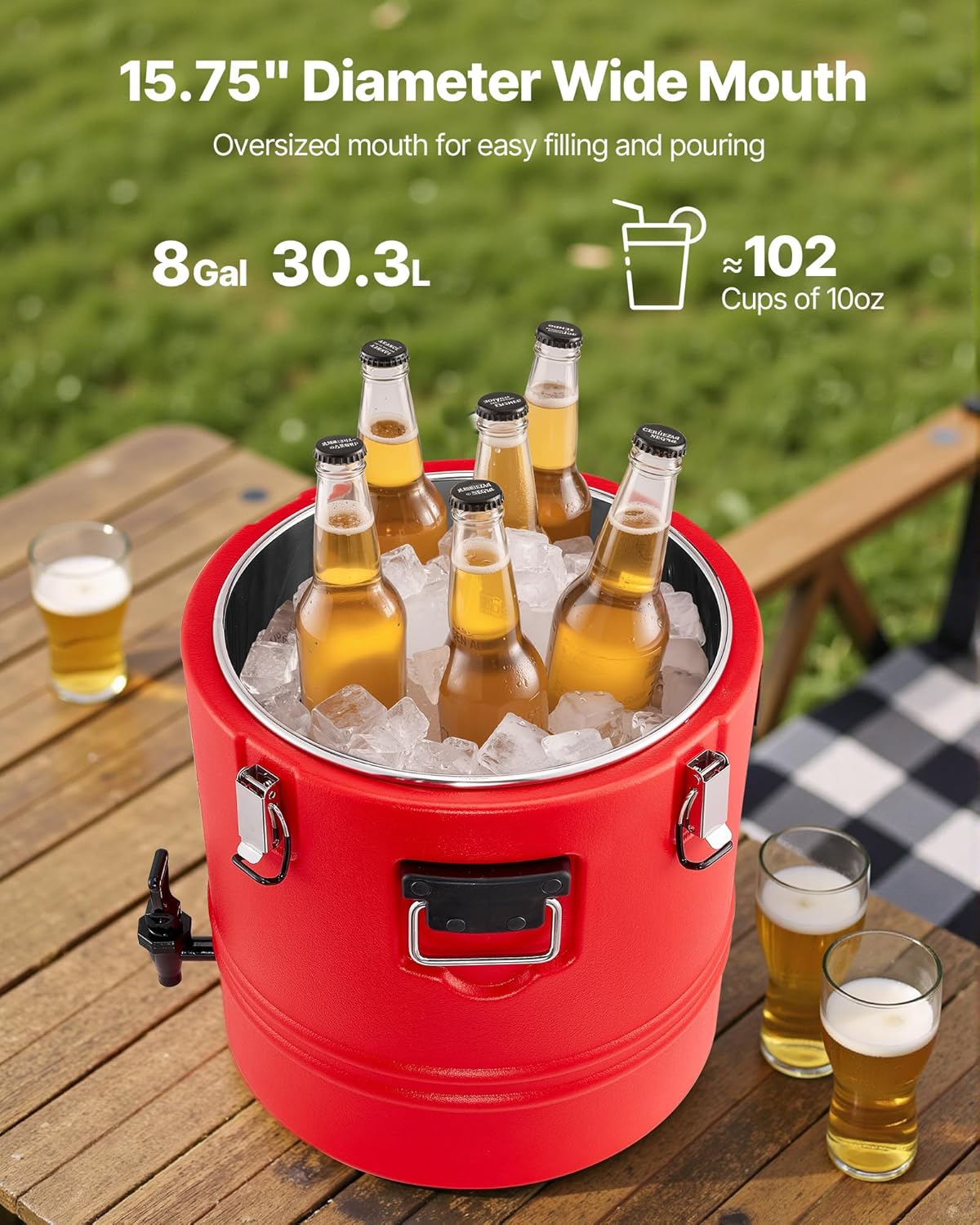 VEVOR Insulated Beverage Dispenser - 8 Gal Thermal Hot & Cold Drink Server with Spigot | Food-Grade 304 Stainless Steel