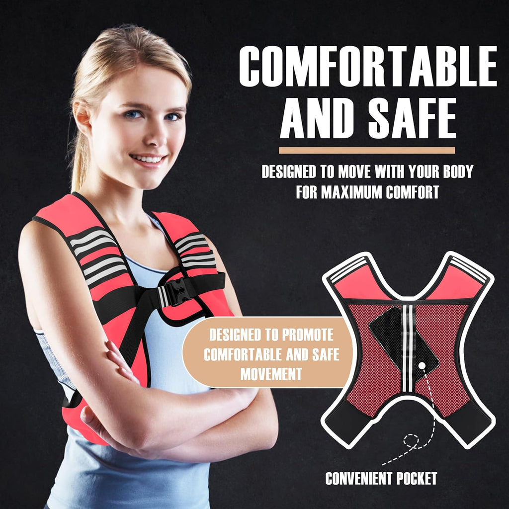 Skiennix Weighted Vest - Adjustable 5-30lbs for Men & Women | Reflective Stripe for Enhanced Safety