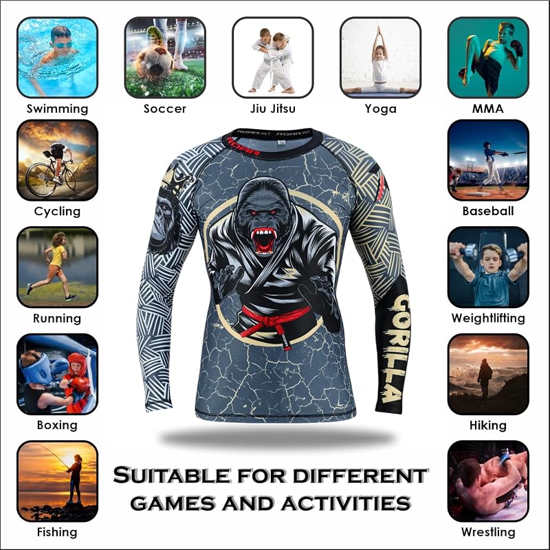 Gorilla X-Small Kids Rash Guard - BJJ MMA No-Gi Gi Training Shirt