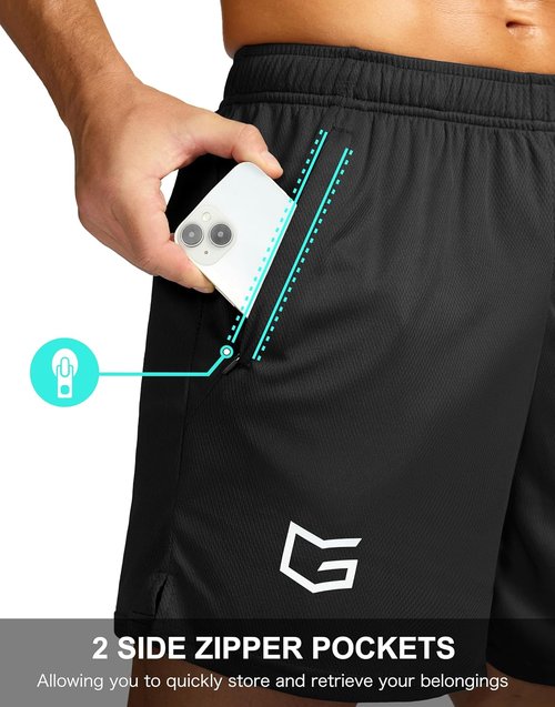 G Gradual Men's Workout Running Shorts - Quick Dry, Lightweight Gym Shorts with Zip Pockets | 5"/7"/9" Sizes