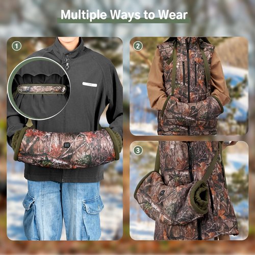 GVDV Heated Hand Warmer Pouch for Hunting Fishing, Hand Muff Included 10000mAh Battery, Ideal for Winter Outdoor Lovers, Camo