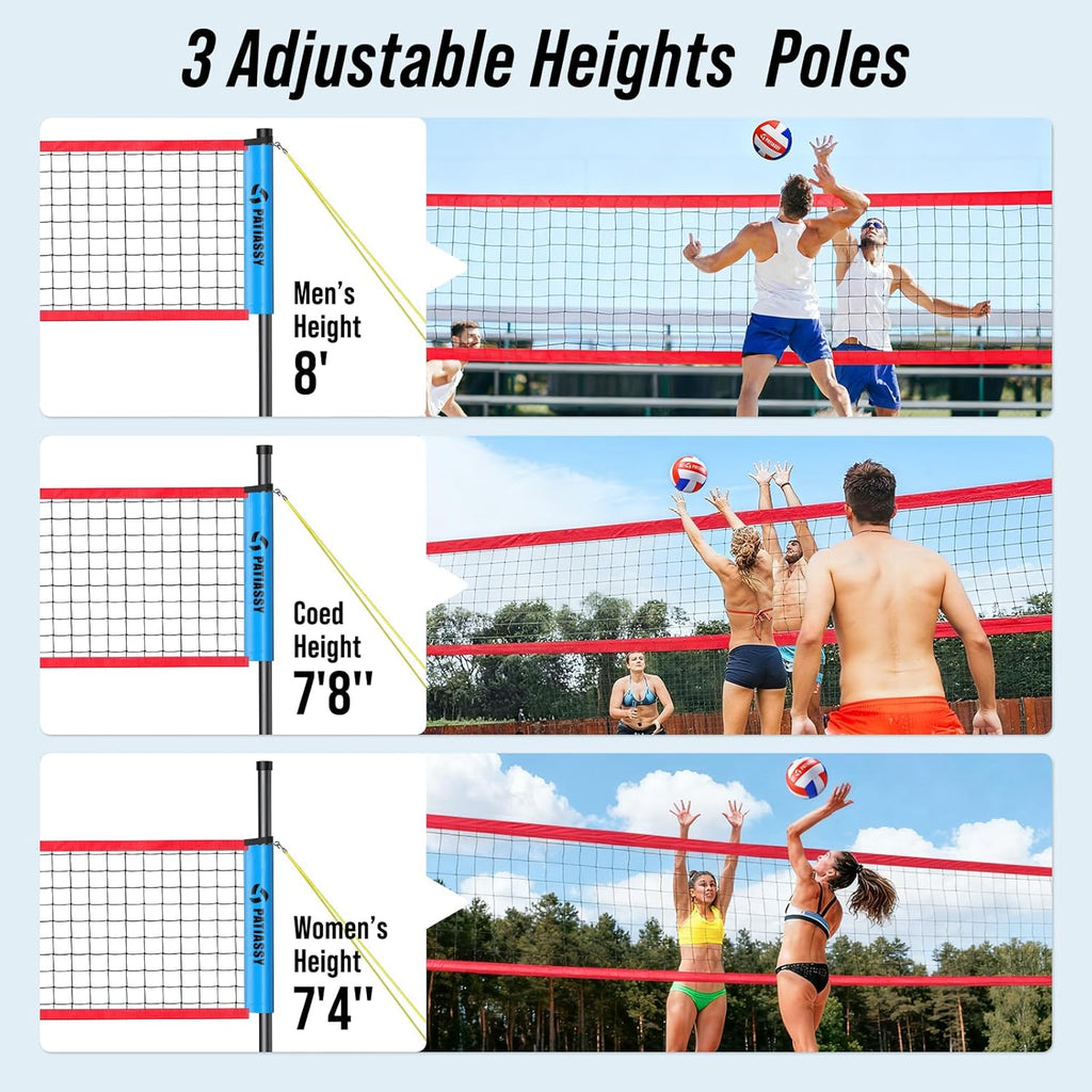 Volleyball Net Set by [Brand Name] - Adjustable Width & Height for Backyard or Beach | Complete with Pump, Scoreboard & Carry Bag
