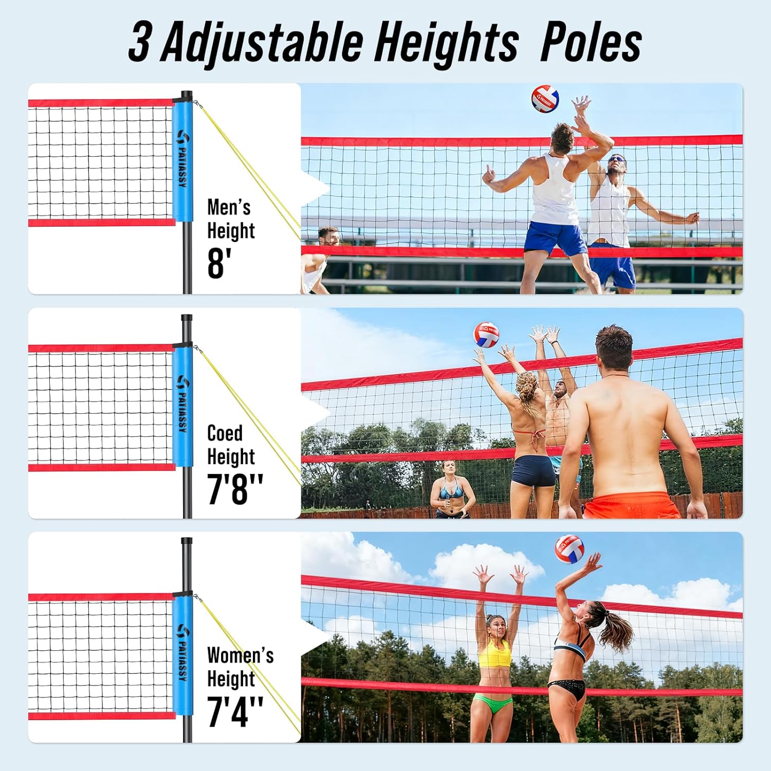 Volleyball Net Set by [Brand Name] - Adjustable Width & Height for Backyard or Beach | Complete with Pump, Scoreboard & Carry Bag