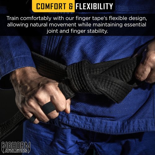 Bighorn Athletics Premium Finger Tape, Toe Tape, & Sports Tape | 4 Rolls Finger Tape, Climbing Tape, Wrestling Tape, & Football Tape | Athletic Tape for Injuries & Joint Stability (0.5-Inch, Black)