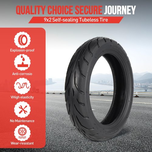 9x2 Tubeless Tire,9X2 Self-Sealing Scooter Tire Built-in Live Glue Repairable Compatible for Gotrax Gxl V2/Xiaomi M365/Pro/1S/Hiboy S2 Electric Scooter