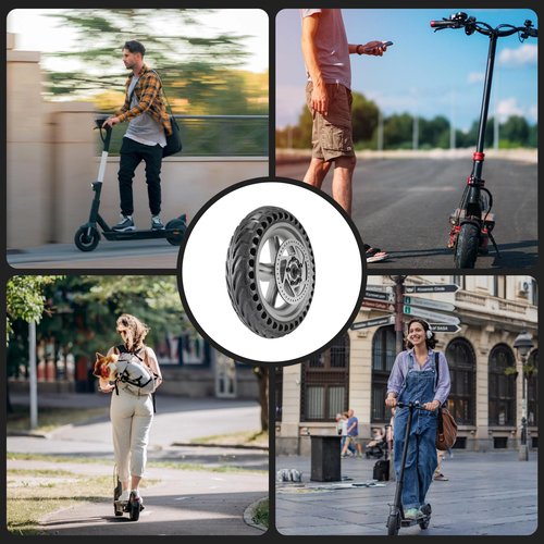HTBCCHB 8.5 inch Solid Tire with hub，Explosion-Proof Solid Tire Wheel Hub 110mm brake rotors Set，Shock Absorbing Scooter Tubeless Tyre compatible with Mi M365/1s gotrax Electric Scooter parts