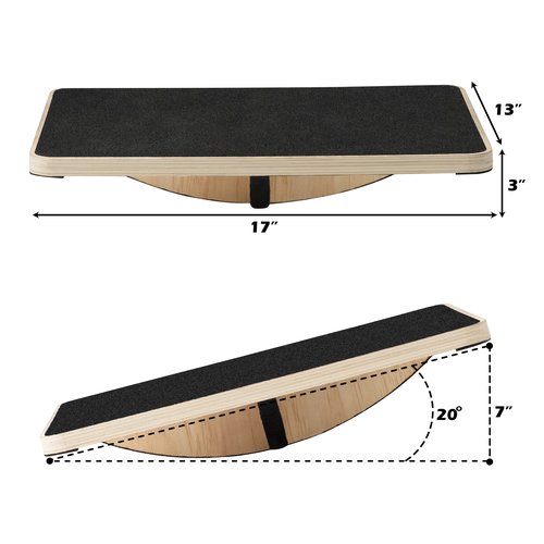 INFIDEZ 360 Degree Rotation Anti-slip Wooden Balance Board, Advanced Wobble Board for Balance and Core Training, Balancing Board for Under Desk, Stability and Portable Balance Board - Black
