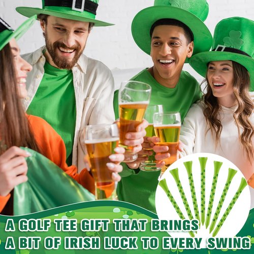 LaRandom 100 Pcs Shamrock Golf Tees 3 1/4" Bamboo Golf Tees with Irish Four Leaf Clover St. Patrick's Day Gifts Practice Home Decorations for Golfers Irish Party Favor