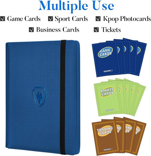 Fabmaker Premium 9 Pocket Card Binder - Sturdy Royal Blue Trading Card Album for 540 Cards