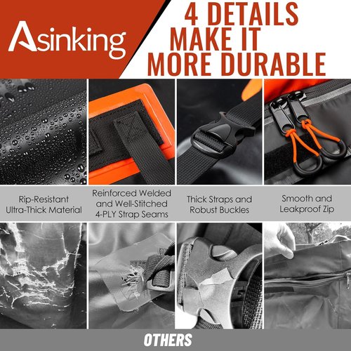 Asinking Rooftop Cargo Carrier Bag - 22 Cubic Feet Waterproof & Tear-Resistant | Includes Non-Slip Mat & Extra Straps