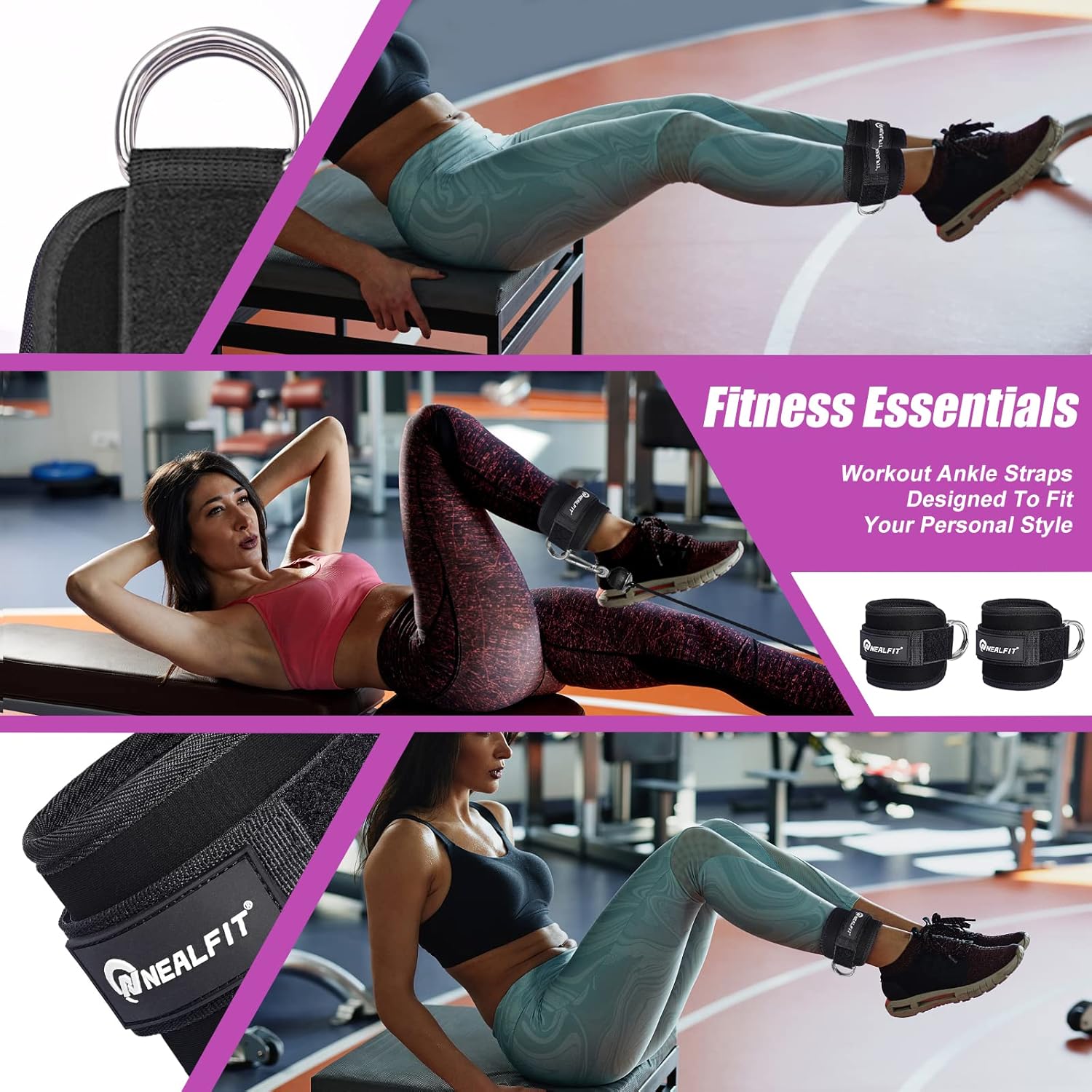 Skiennix Ankle Strap - Cable Machine Ankle Cuff for Kickbacks & Glute Workouts | Adjustable Fit