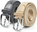 UNGGJKB Men's Woven Golf Belts - 2 Pack Elastic Casual Belts for Jeans | Perfect Gift Option