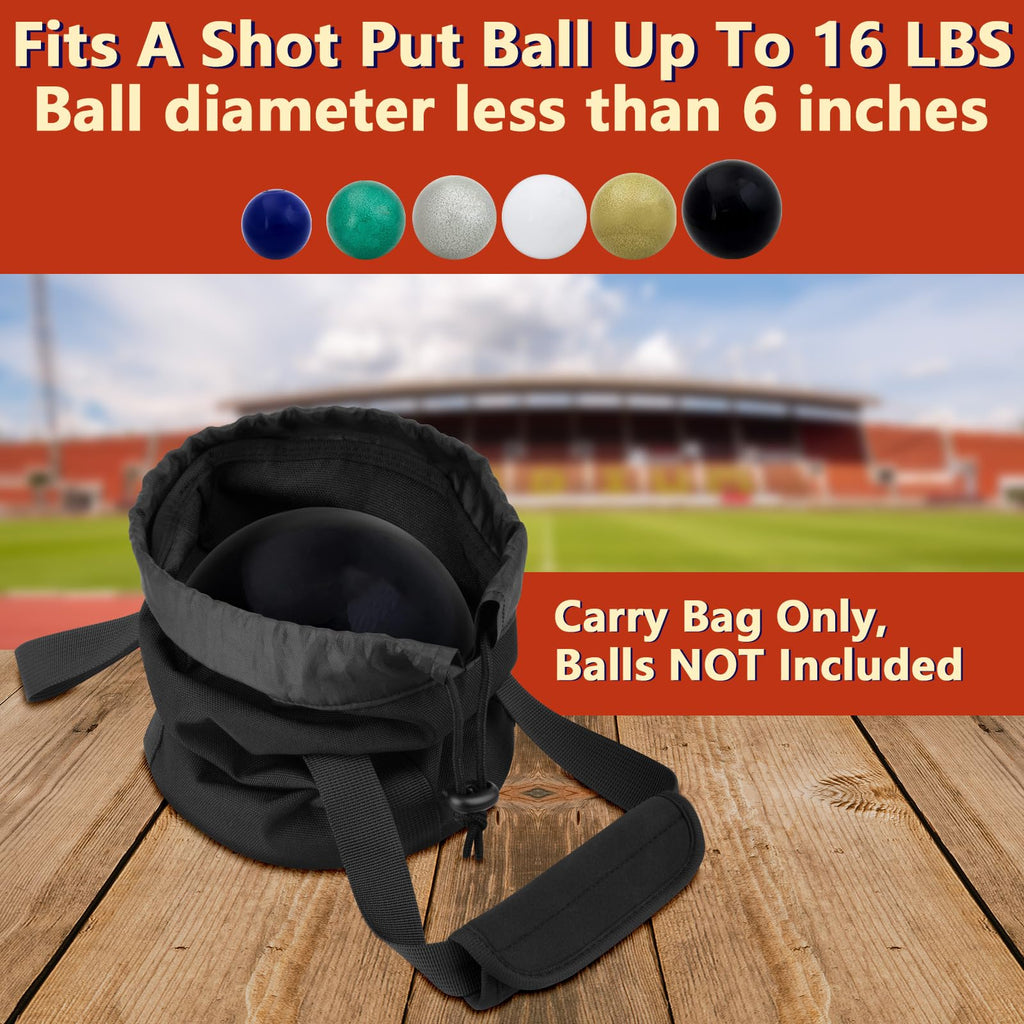 Cosmos Shot Put Bag with Comfortable Handle and Foam Pad, Portable Shot Put Ball Carry Bag for Carrying Single Ball from 6 LBS to 16 LBS (Black)