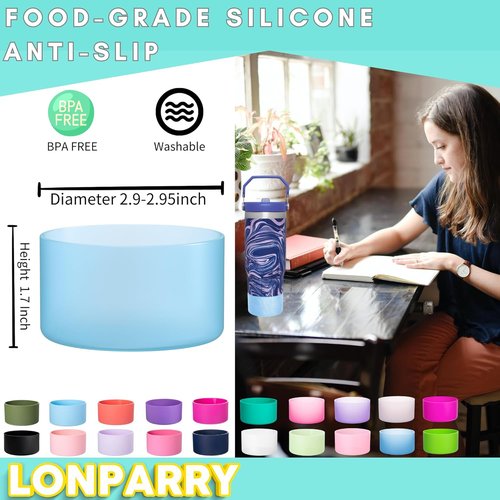 LONPARRY 4-Pack Silicone Boot for Stanley Cup 40 30 OZ, Boots for Stanley Cups Accessories 40 30OZ,Non-Slip Rubber Bottom Protector Cover,Noise Reduction Sleeve for Quencher H2.0 / IceFlow 20oz 30oz