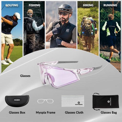 ROCKBROS Photochromic Sports Sunglasses UV Protection for Men Women Cycling