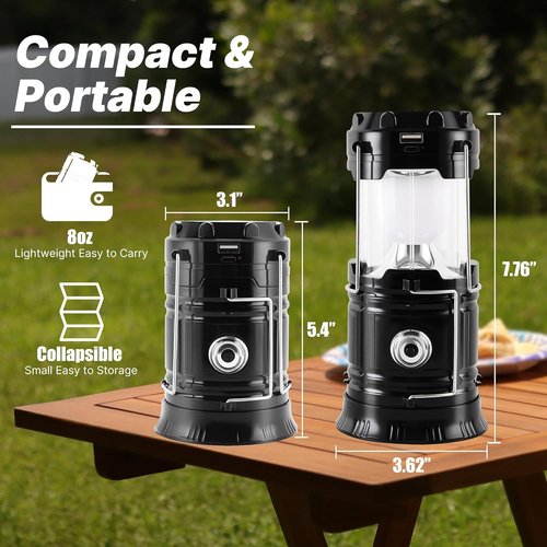 Lichamp Portable Solar Camping Lantern - USB Rechargeable LED Flashlight | 4-Pack Emergency Survival Kit