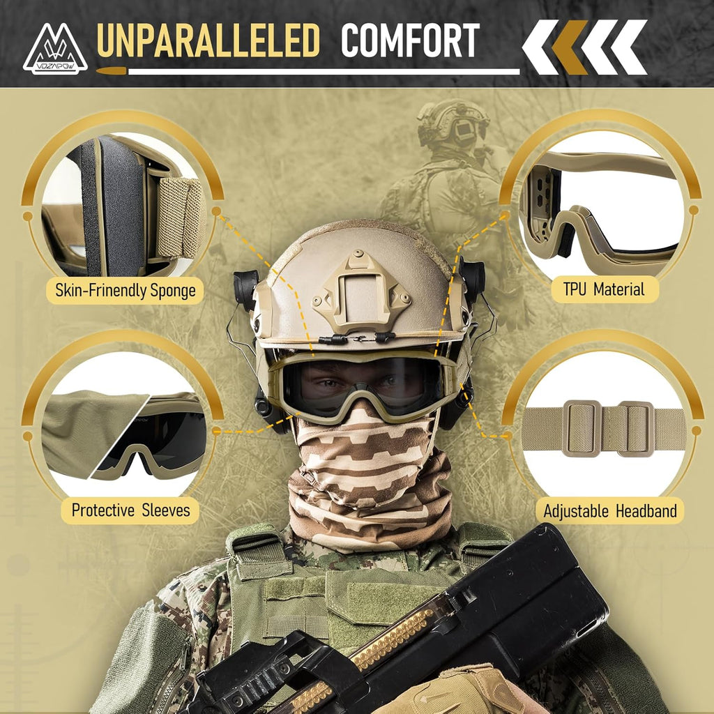 Skiennix Airsoft Goggles - Anti-Fog Shooting Glasses for Clear Vision | Durable & Comfortable