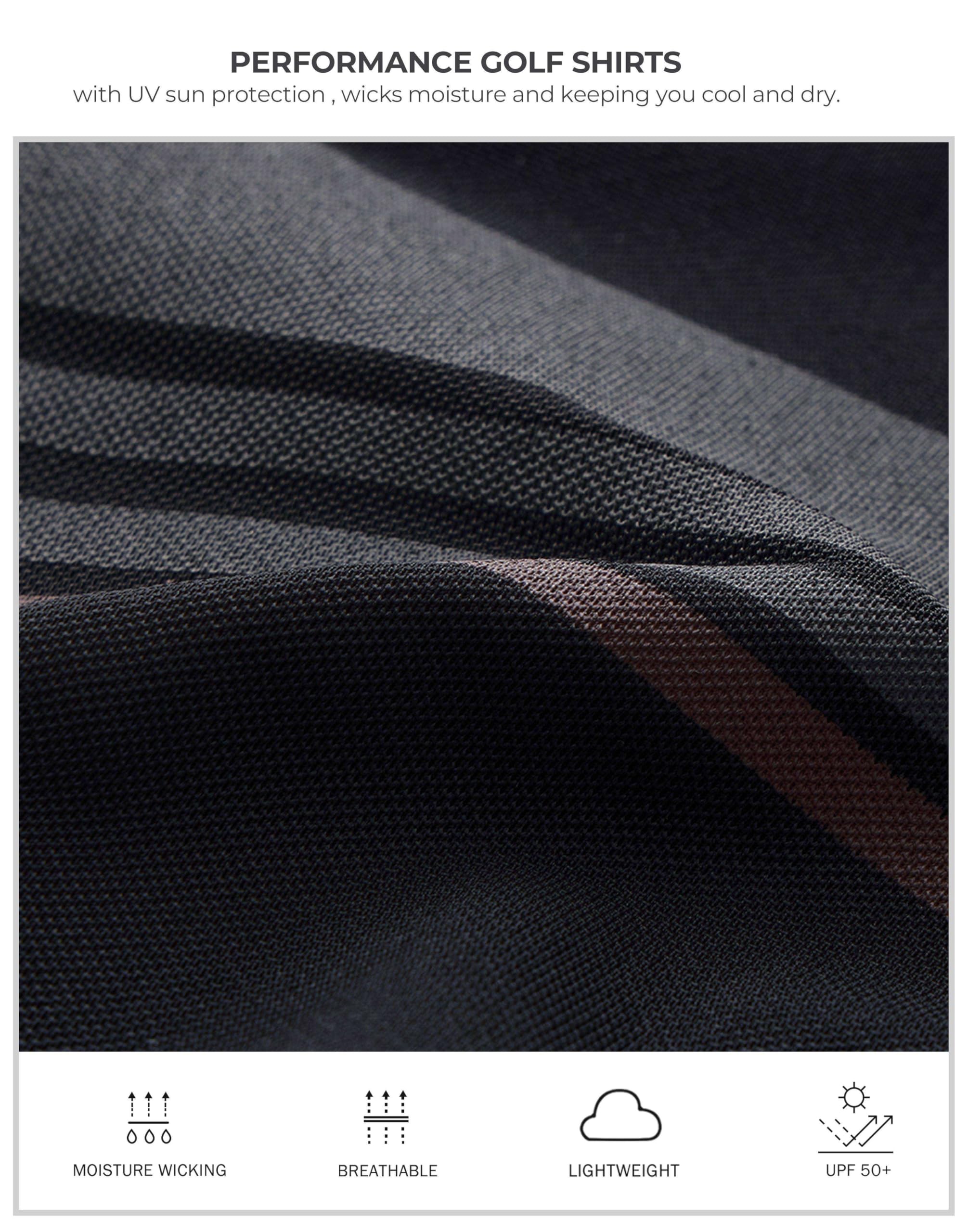 Men's Golf Shirts Dry Fit Moisture Wicking Performance Short Sleeve Collared Polo Shirts for Casual Athletic Business (Black Parallelogram, 4XL)
