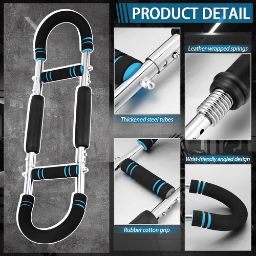 Soulchen 8 Pcs Twister Arm Trainer Adjustable 5 Resistance Levels 30-120 Lbs Chest Arm Workout Equipment for Men Women 3 Grip Strength Trainer Wrist Forearm Strengthener 3 Resistance Bands 1 Jump Rope