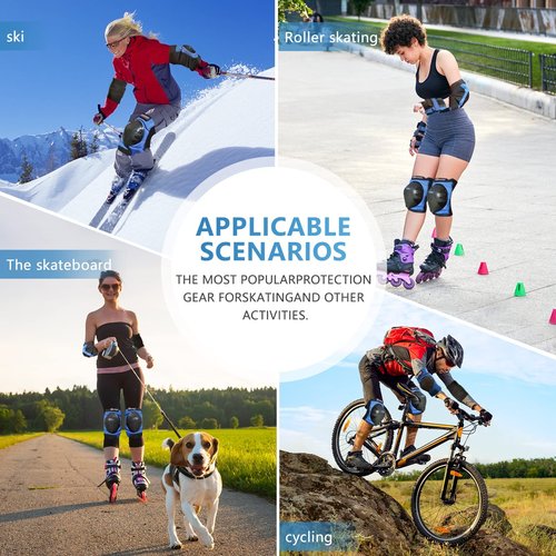 Haomaomao Adult & Kids Knee Pads Elbow Pads Wrist Guards Protective Gear Set for Roller Skates Scooter Inline Skating Cycling BMX Bike Skateboard Riding and Outdoor Extreme Multi-Sports