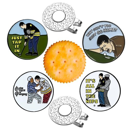 Aikiprety Cracker Golf Ball Marker, Premium Golf Accessories & Funny Golf Gifts for Men Women Golfers (Cracker and Happy 5pcs)