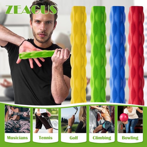 ZEAGUS Resistance Bar for Physical Therapy 4Pack,Flexible Non-slip Twisting Hand Exercise Bar,Relieves Tendonitis Pain&Improve Grip Strength,Hand Therapy Bar for Injury Recovery & Tennis Elbow